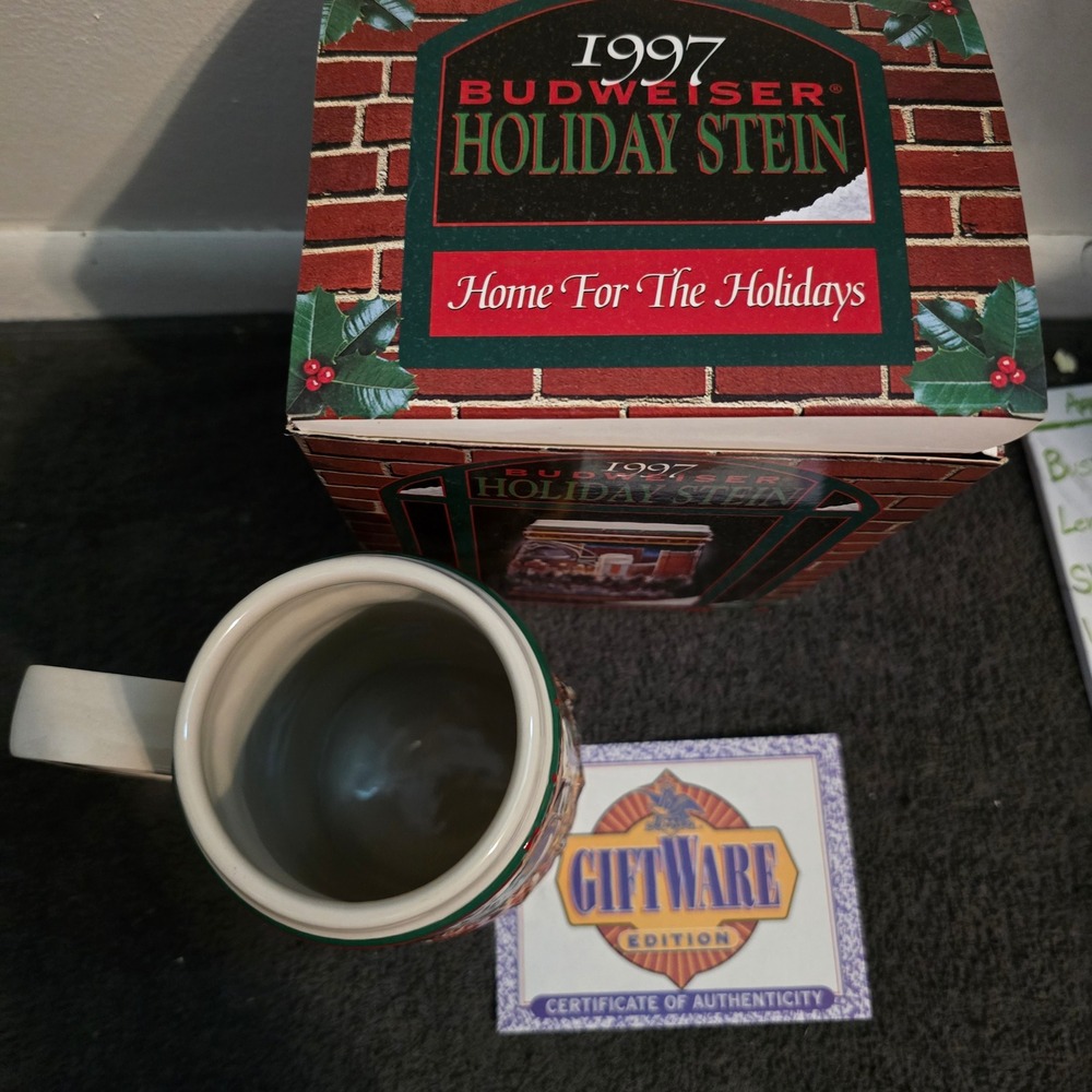Budweiser 1997 Holiday Stein CS313 Home For The Holidays Clydesdales Ceramic Mug - Picture 3 of 6